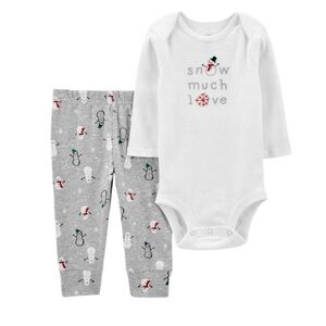 Christmas Holidays! Carters Winter Baby White Gray Outfit Size 6M
